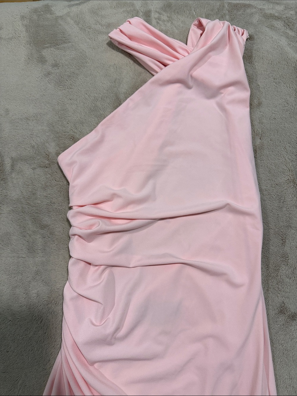 Zara Blush One-Shoulder Draped Evening Dress
